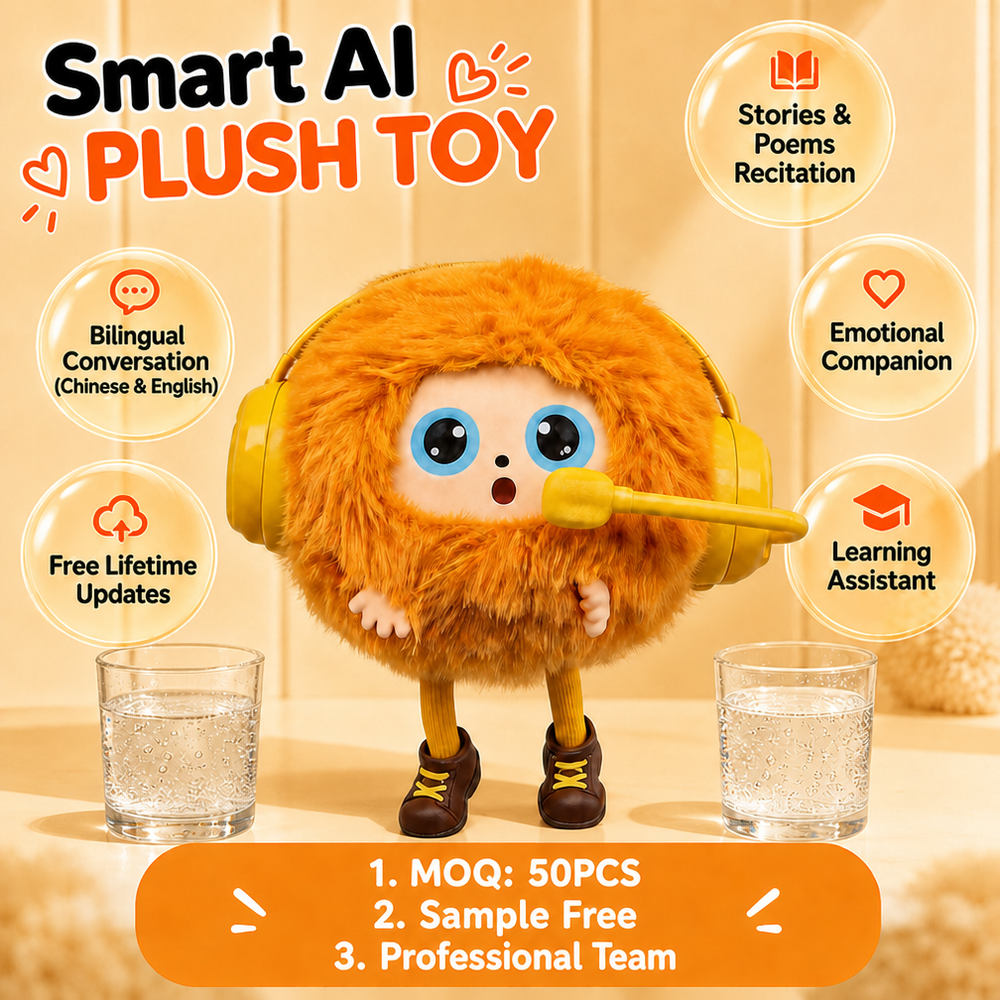 Direct Selling Bilingual AI Talking Plush Toy English Spanish Learning Companion Dynamic LED Eyes 100000+ Encyclopedia