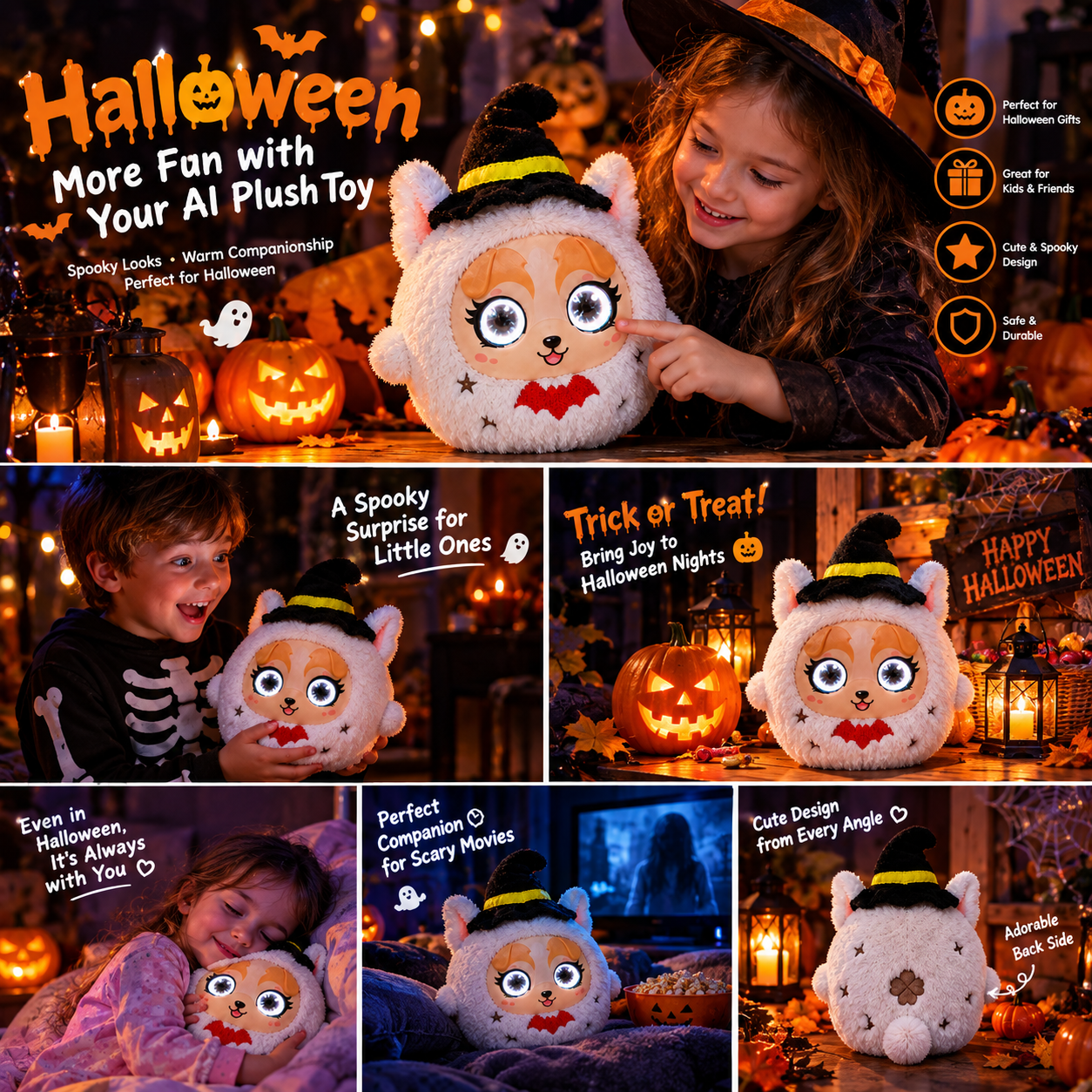 AI Plush Toy Interactive Stuffed Animal Smart Companion Toy for Kids AI Voice Interaction LED Eyes Soft Cuddly Toy Children Gift