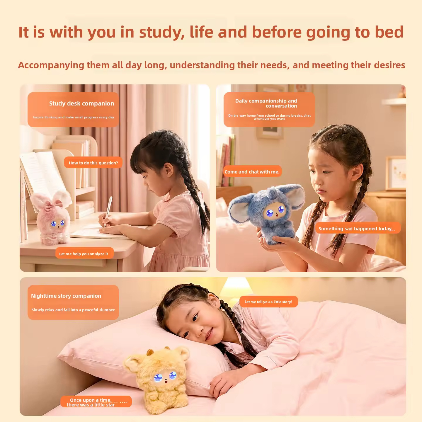 Intelligent AI Dialogue Storytelling Plush Toy Companion Smart Interactive Kids Daily Interaction PP Cotton 11-30cm Unisex