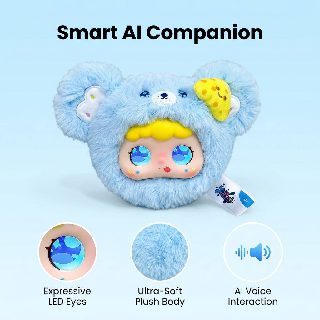 AI Emotional Companion Robot Plush Toy Smart Interactive Talking Bear Voice Chat LED Eyes Adjustable Size 11-30cm Gift for Teens