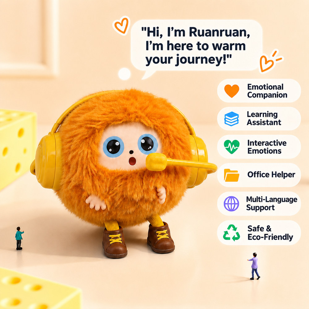 Direct Selling Bilingual AI Talking Plush Toy English Spanish Learning Companion Dynamic LED Eyes 100000+ Encyclopedia