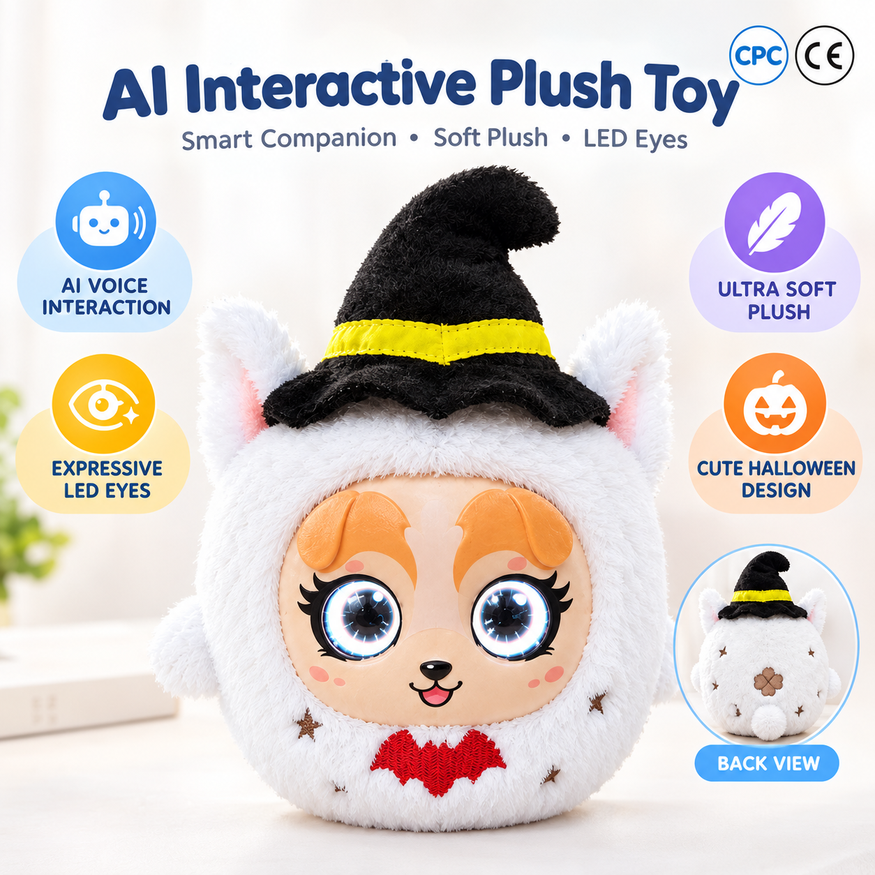 AI Plush Toy Interactive Stuffed Animal Smart Companion Toy for Kids AI Voice Interaction LED Eyes Soft Cuddly Toy Children Gift
