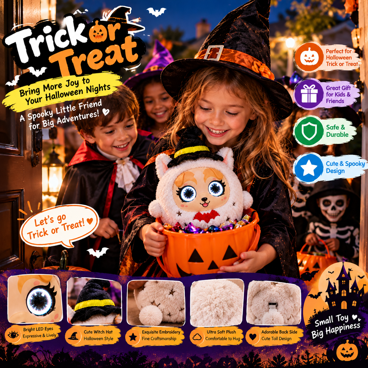 Wholesale Czxvice AI PVC Plush Toy Interactive Stuffed Animal LED Eyes Kids Halloween Horror Movie Night Smart Companion Gift